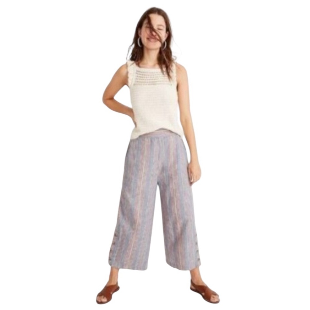 MADEWELL women's size small S Houston linen blend cropped rainbow stripe pants